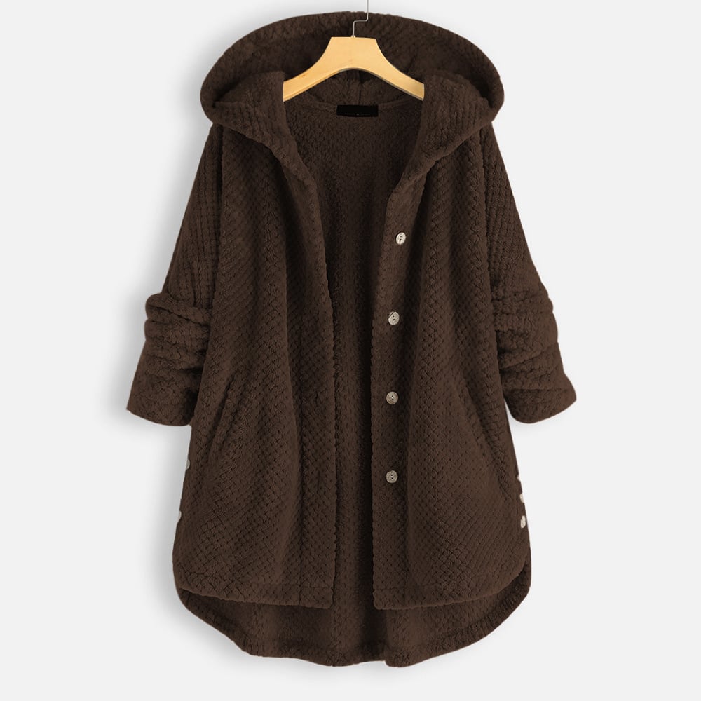 Izzy — Giacca in pile di media lunghezza con cappuccio reversibile