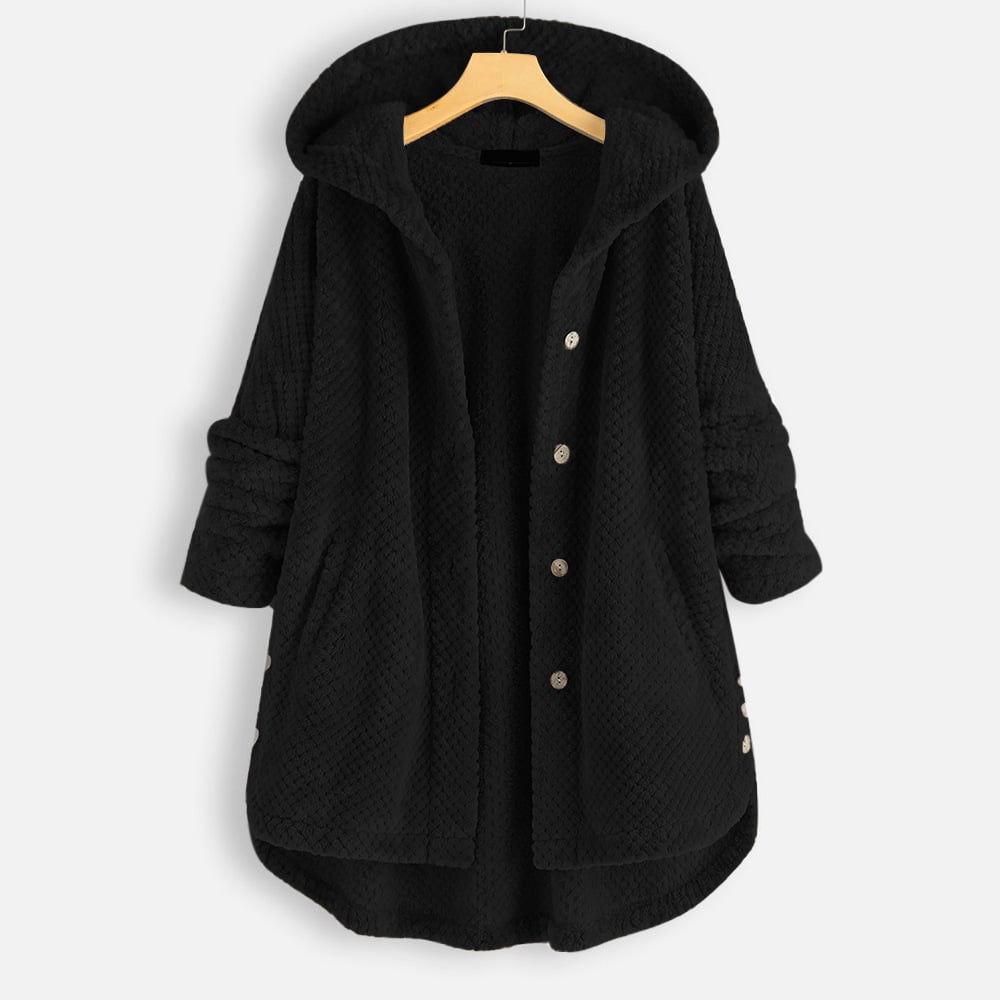 Izzy — Giacca in pile di media lunghezza con cappuccio reversibile