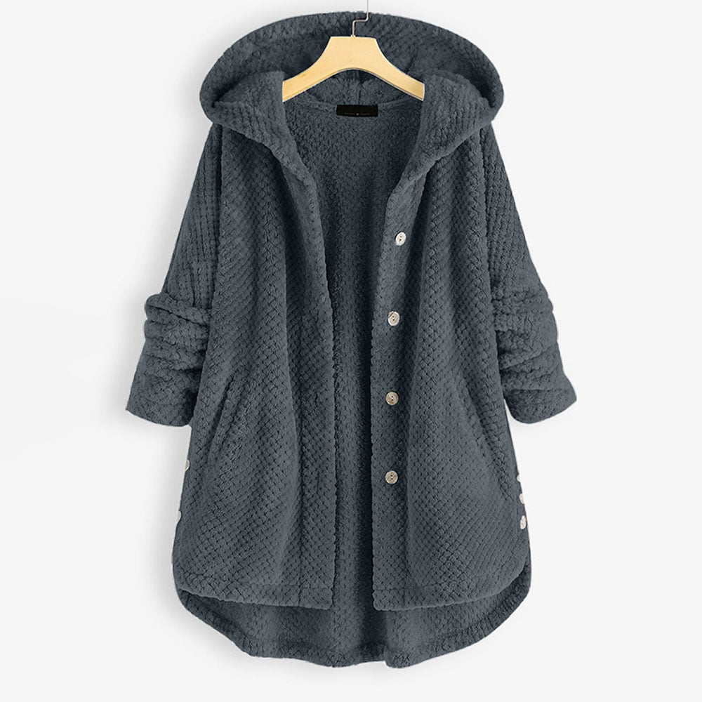 Izzy — Giacca in pile di media lunghezza con cappuccio reversibile