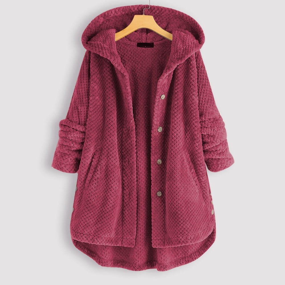 Izzy — Giacca in pile di media lunghezza con cappuccio reversibile