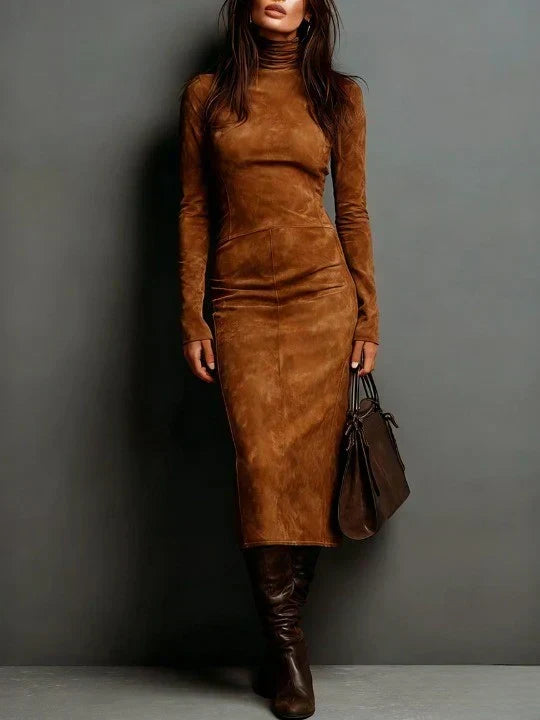 SELWYNNE | ABITO MAXI IN SUEDE CON COLLO ALTO