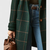 Cappotto lungo elegante da donna in tweed a quadri