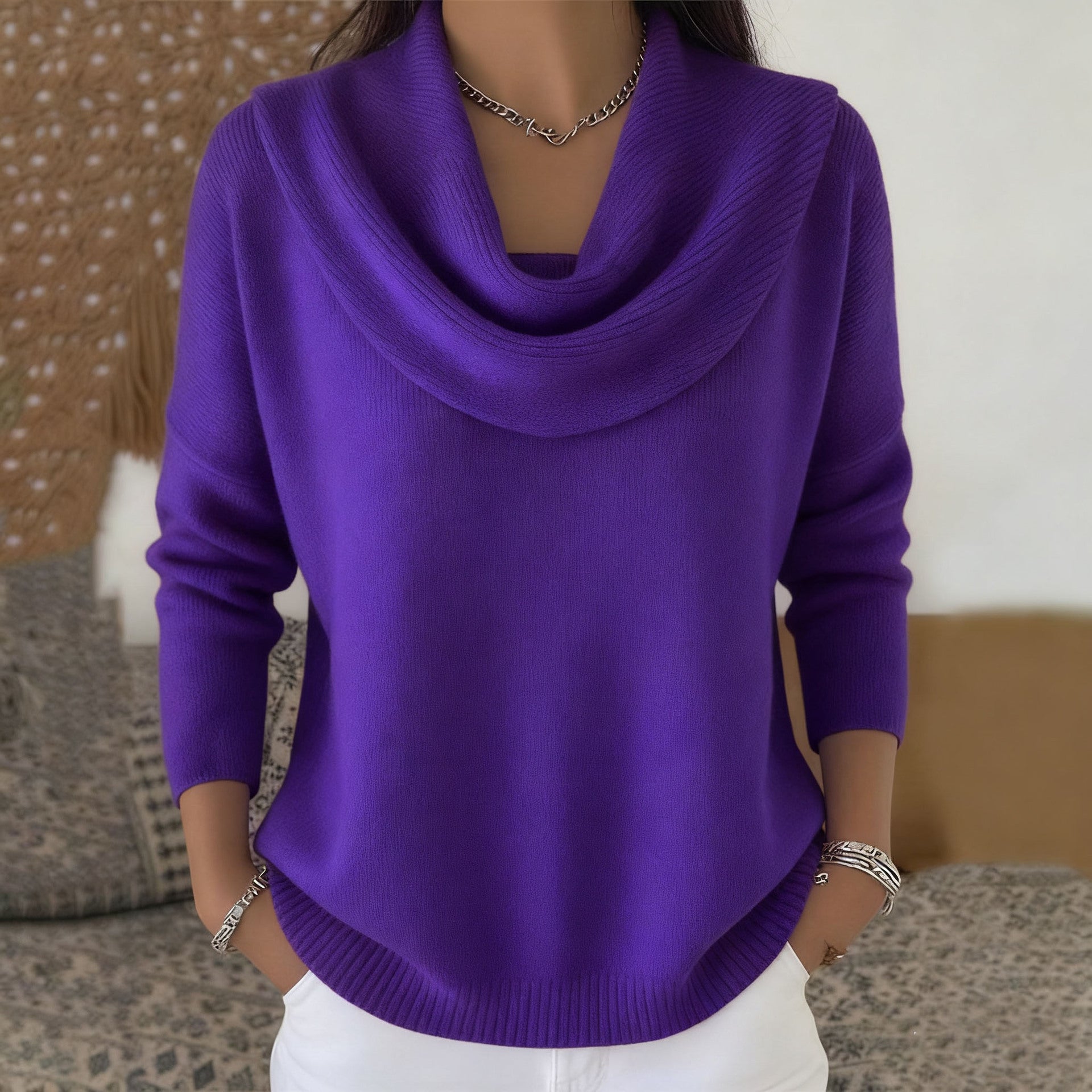 Julia | Maglione con collo drappeggiato
