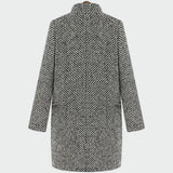 Cappotto lungo da donna con motivo pied-de-poule classico