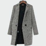 Cappotto lungo da donna con motivo pied-de-poule classico