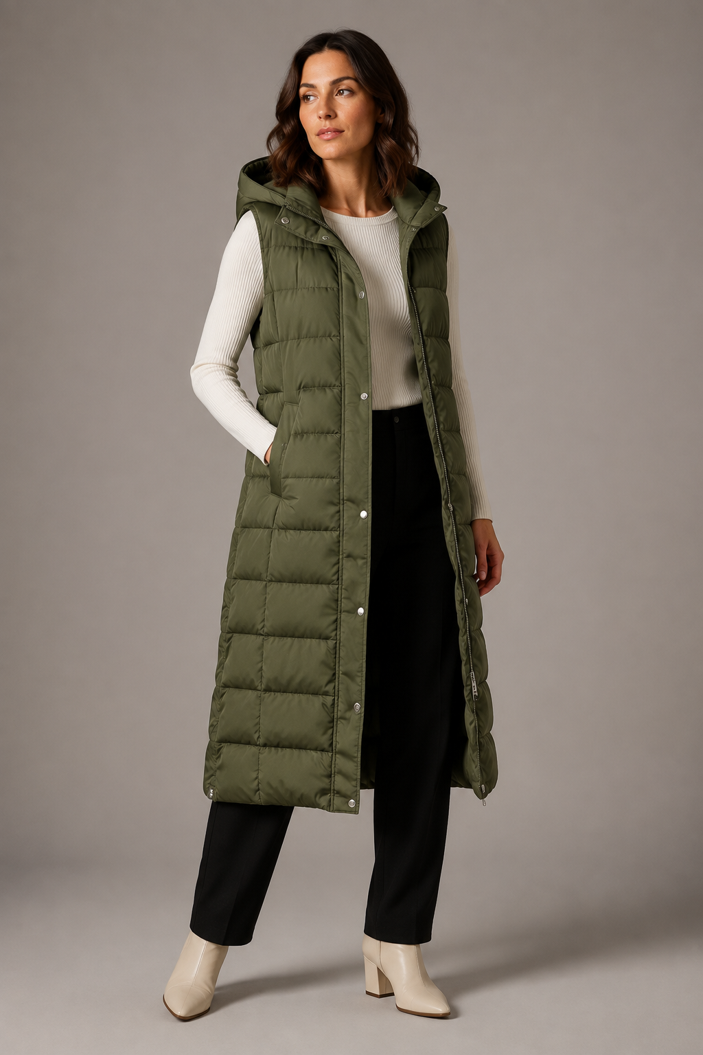 Lara – Gilet lungo con cappuccio – 10