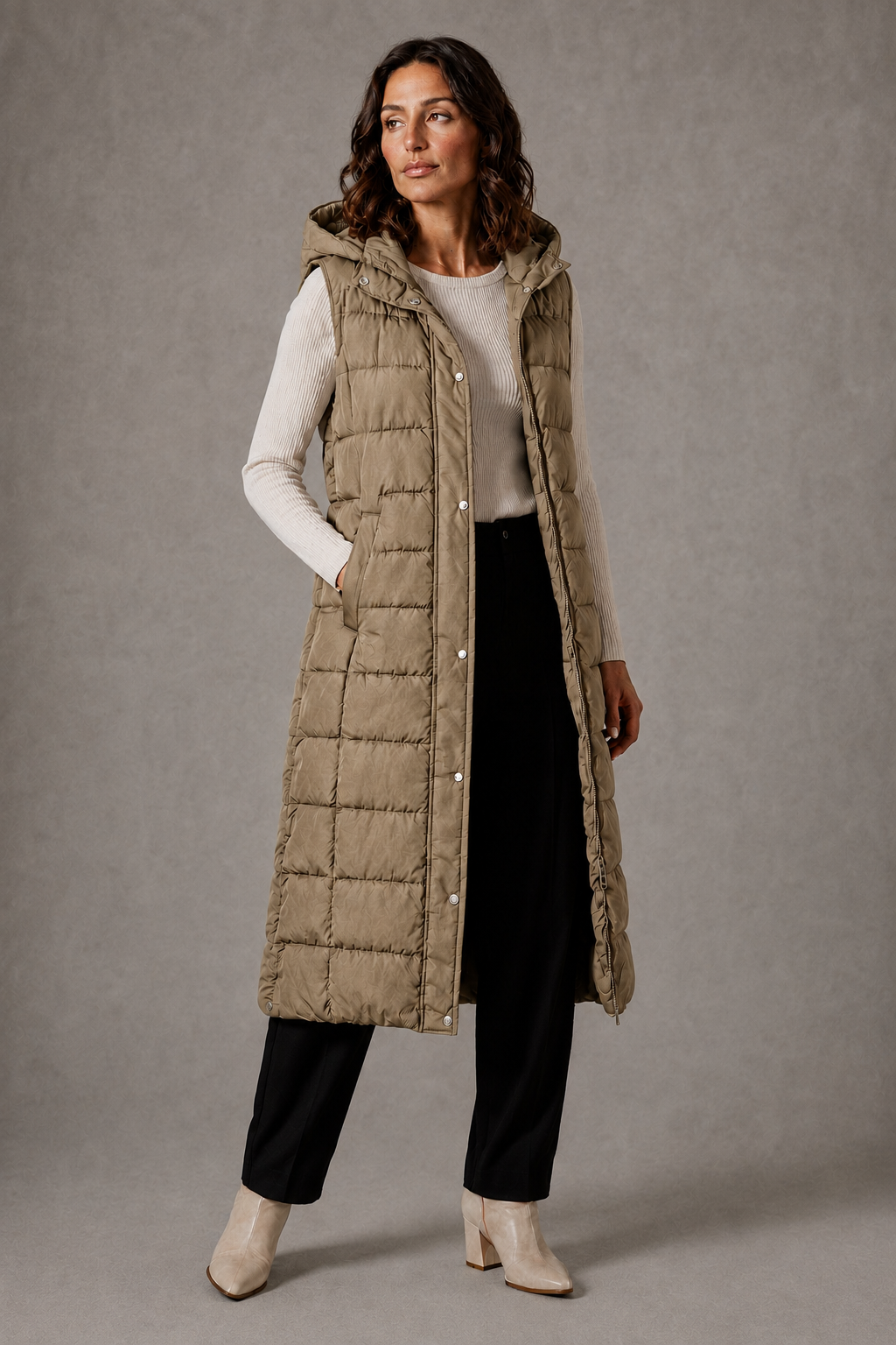Lara – Gilet lungo con cappuccio – 2