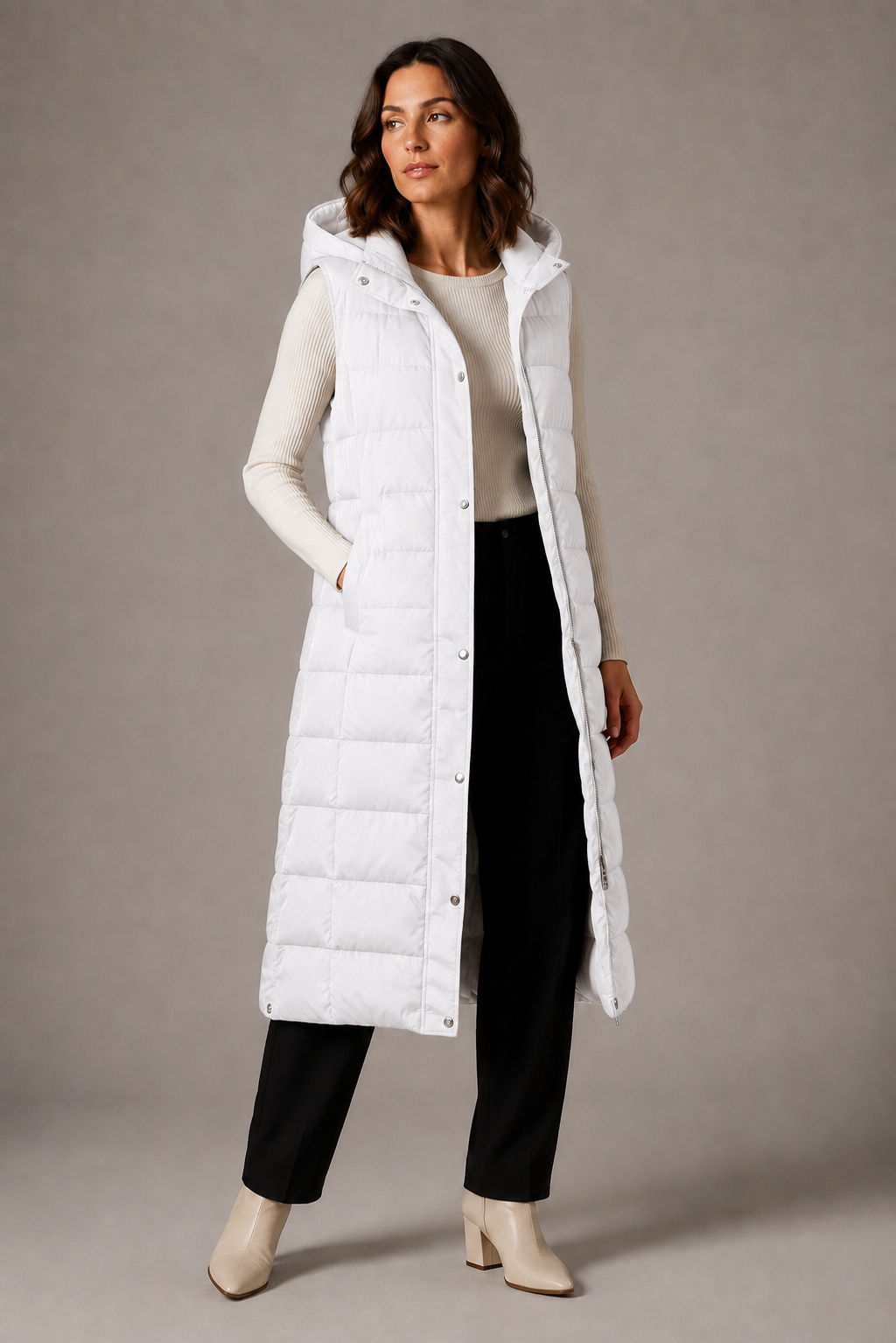 Lara – Gilet lungo con cappuccio – 3