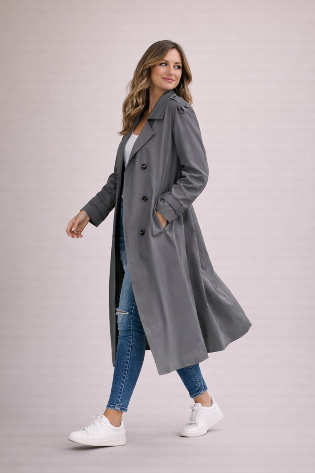 Lavinia – Trench con cintura e spalline – 3