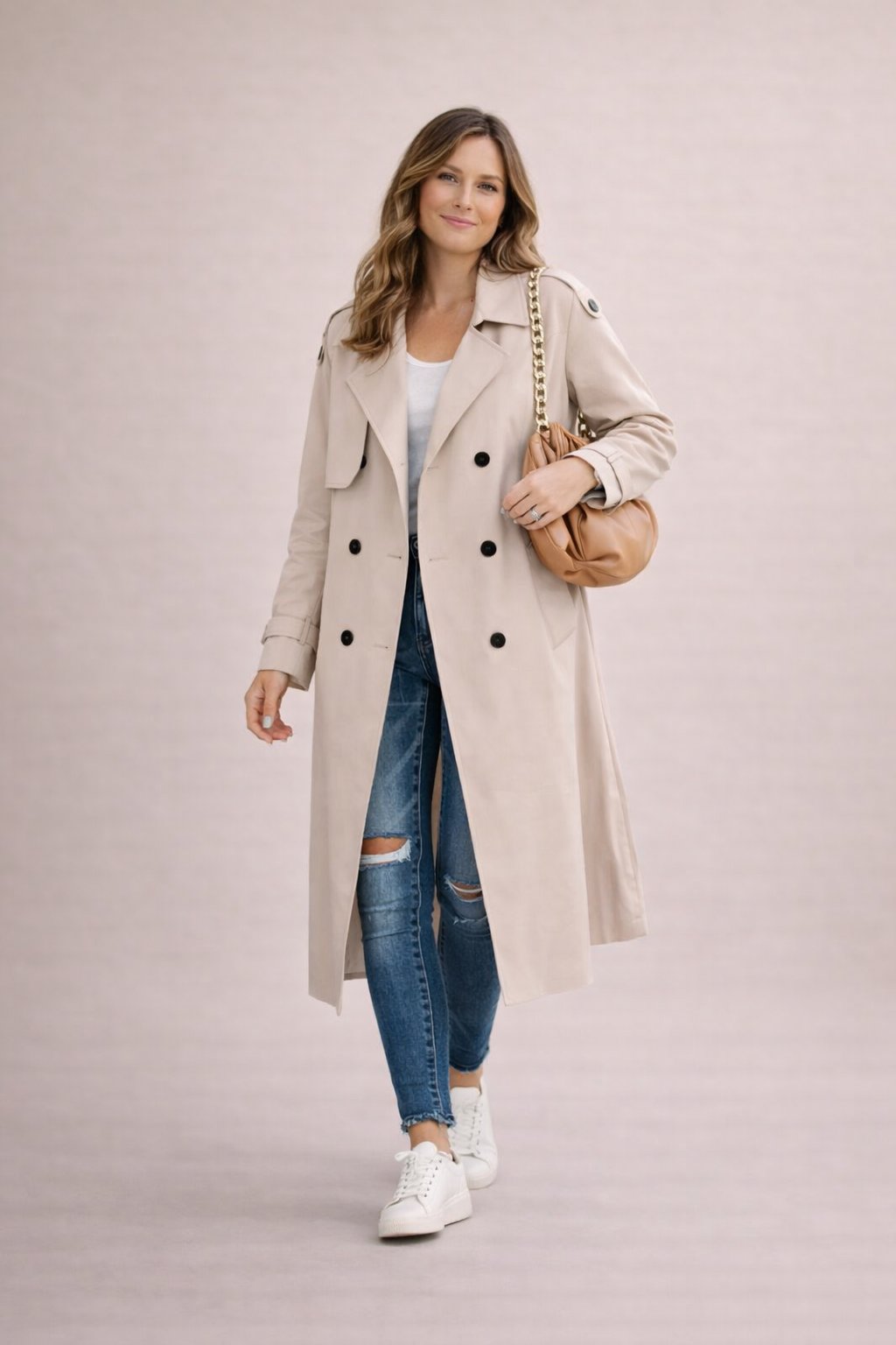 Lavinia – Trench con cintura e spalline – 4