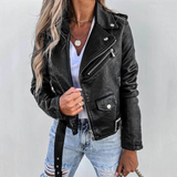 Giacca da donna con cintura e tasche con zip