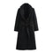 Cappotto lungo da donna con collo effetto pelliccia