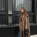 Cappotto lungo vintage da donna in pelliccia sintetica