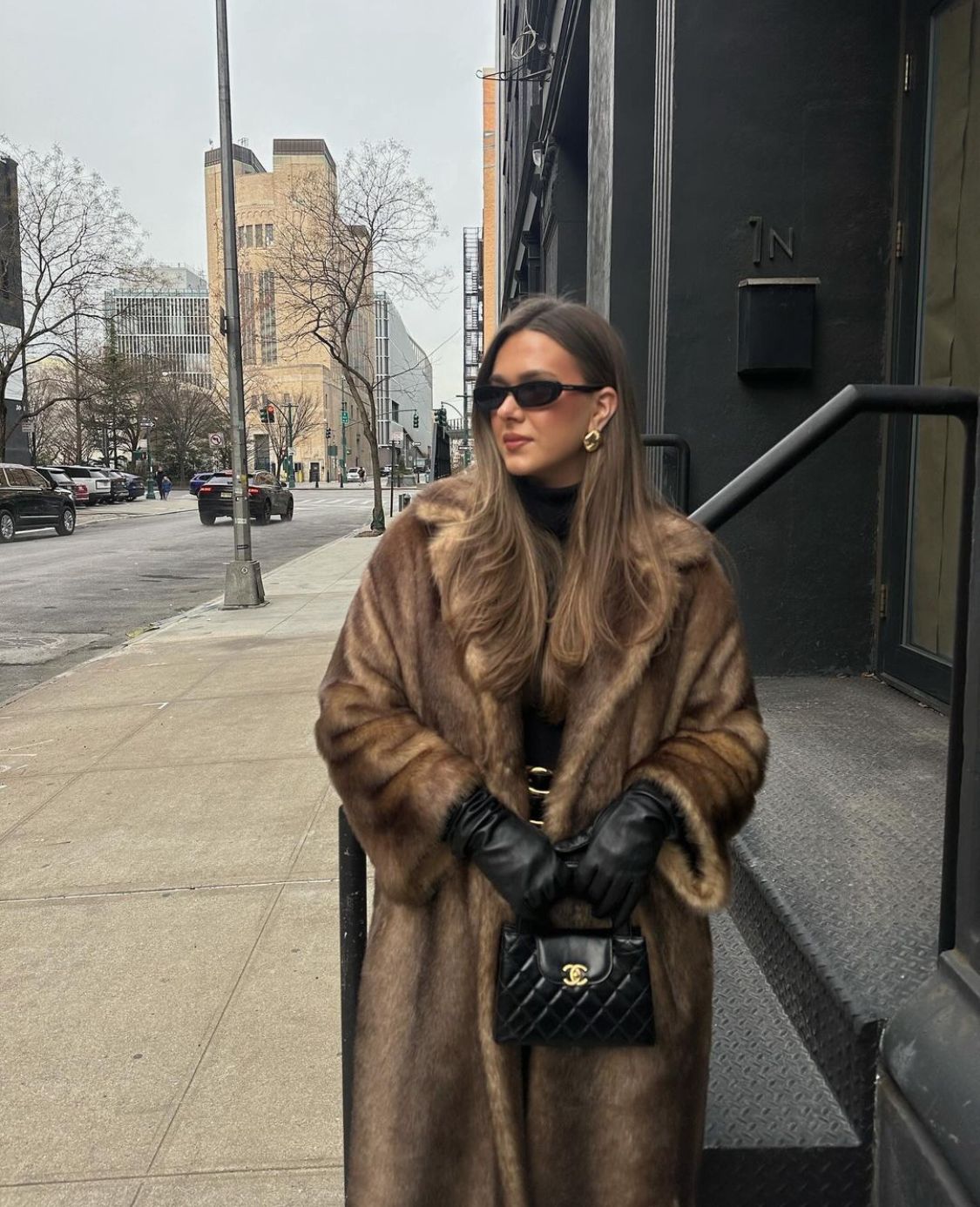 Cappotto lungo vintage da donna in pelliccia sintetica