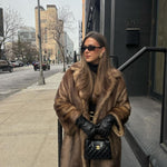 Cappotto lungo vintage da donna in pelliccia sintetica