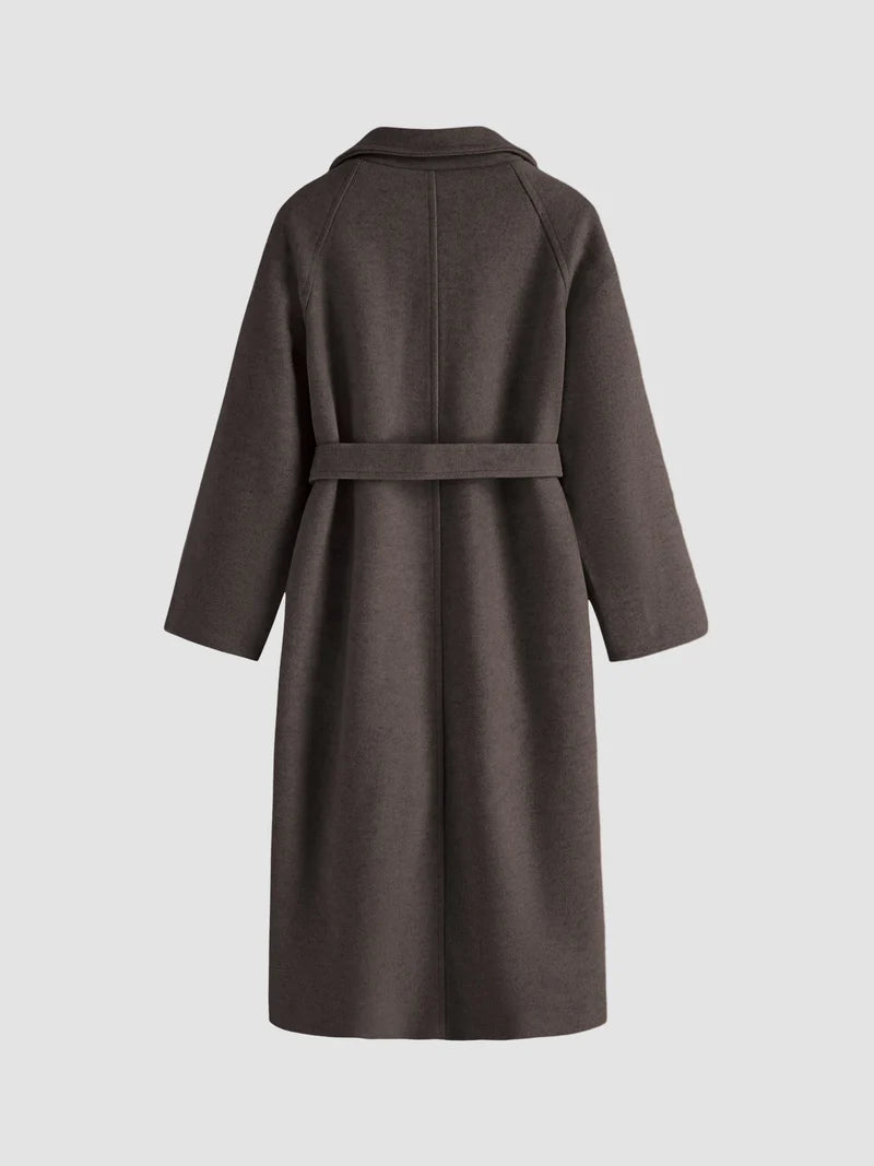 Cappotto lungo elegante da donna con cintura e revers