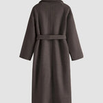 Cappotto lungo elegante da donna con cintura e revers