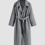 Cappotto lungo elegante da donna con cintura e revers