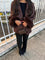 Cappotto da donna con cintura e maniche in pelliccia sintetica