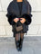 Cappotto da donna con cintura e maniche in pelliccia sintetica