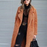 Cappotto teddy lungo da donna