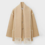 Cardigan lungo da donna con sciarpa integrata