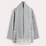 Cardigan lungo da donna con sciarpa integrata