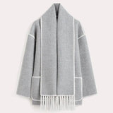 Cardigan lungo da donna con sciarpa integrata