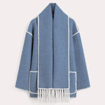 Cardigan lungo da donna con sciarpa integrata