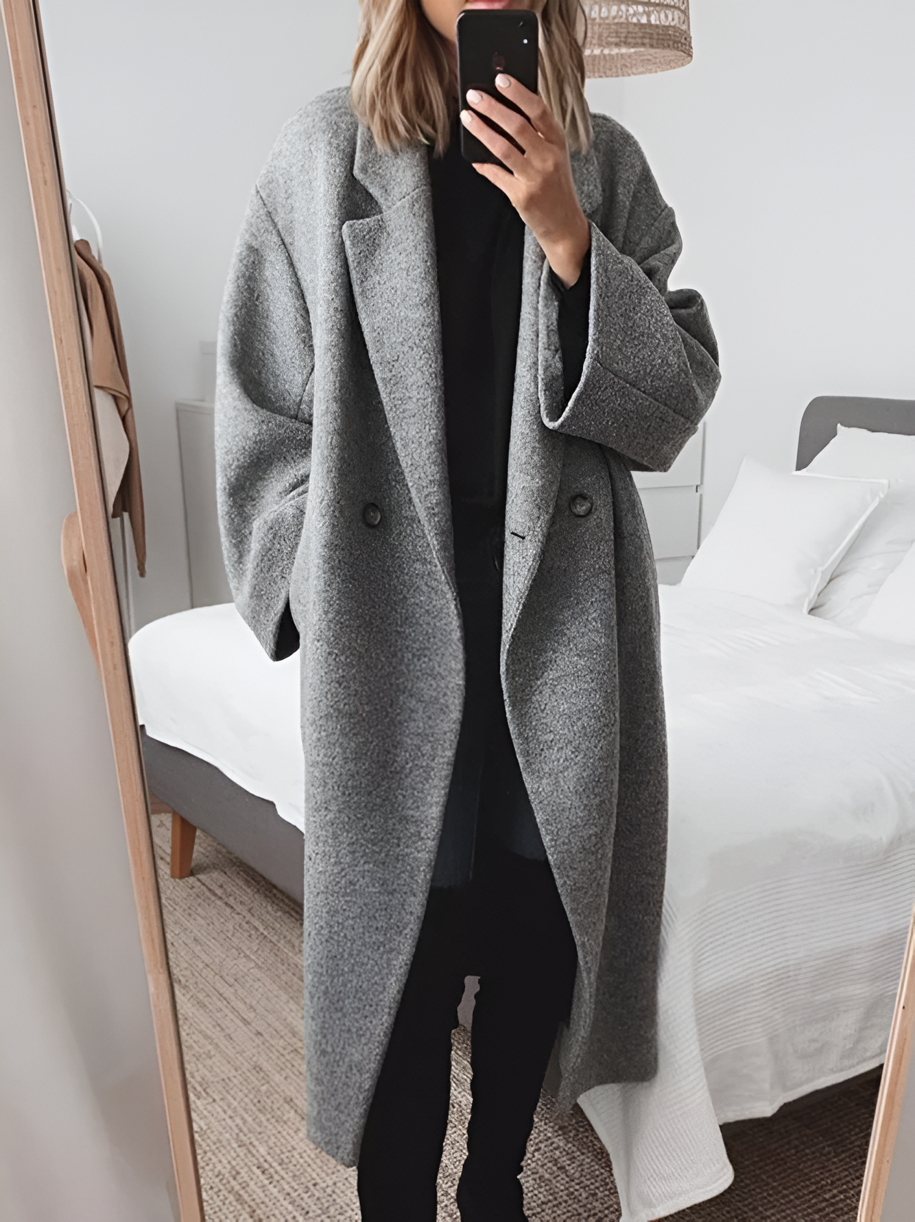 Cappotto oversize elegante da donna doppiopetto