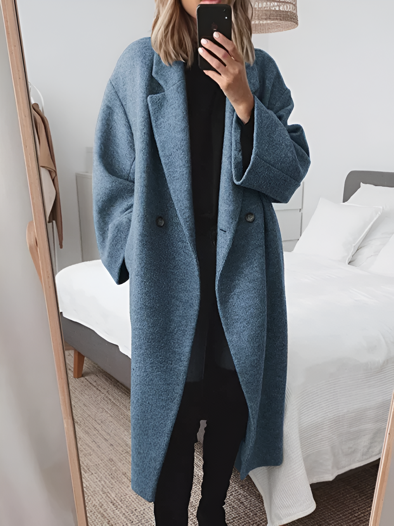 Cappotto oversize elegante da donna doppiopetto