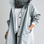 Cappotto lungo da donna con cappuccio e bottoni classici