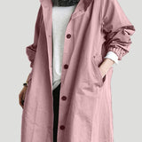 Cappotto lungo da donna con cappuccio e bottoni classici