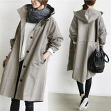 Cappotto lungo da donna con cappuccio e bottoni classici