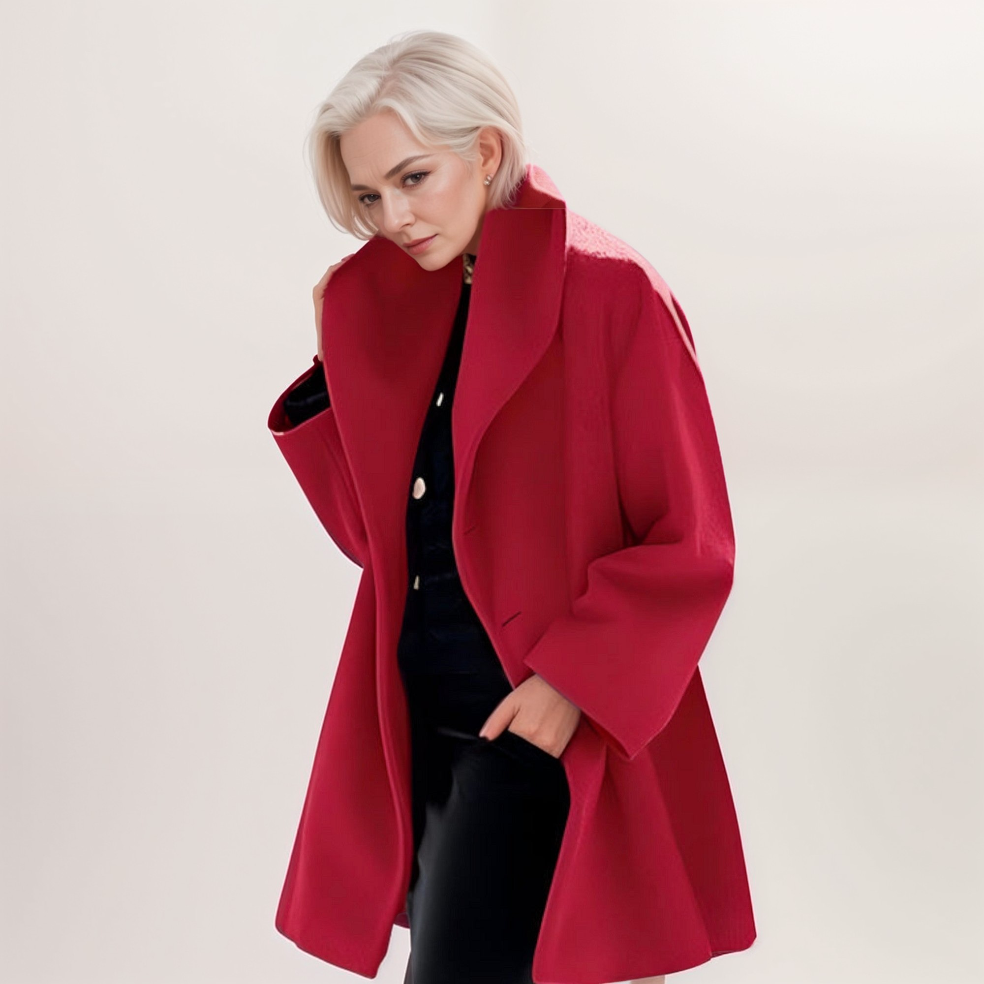 Cappotto lungo elegante da donna con collo oversize