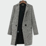 Cappotto lungo da donna con classico motivo pied-de-poule
