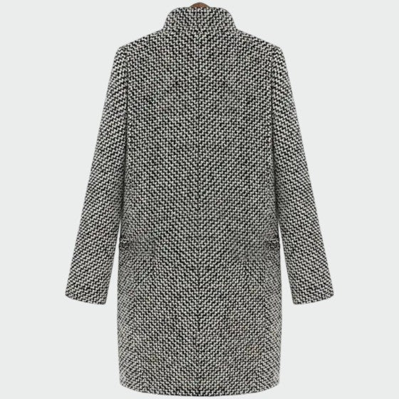 Cappotto lungo da donna con classico motivo pied-de-poule