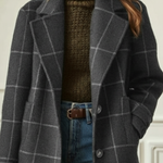 Cappotto lungo elegante da donna a quadri monopetto