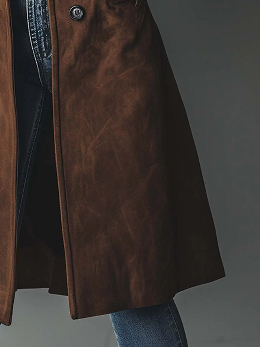 Cappotto lungo da donna con bottoni in stile trench
