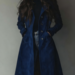 Cappotto lungo da donna con bottoni in stile trench