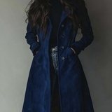 Cappotto lungo da donna con bottoni in stile trench