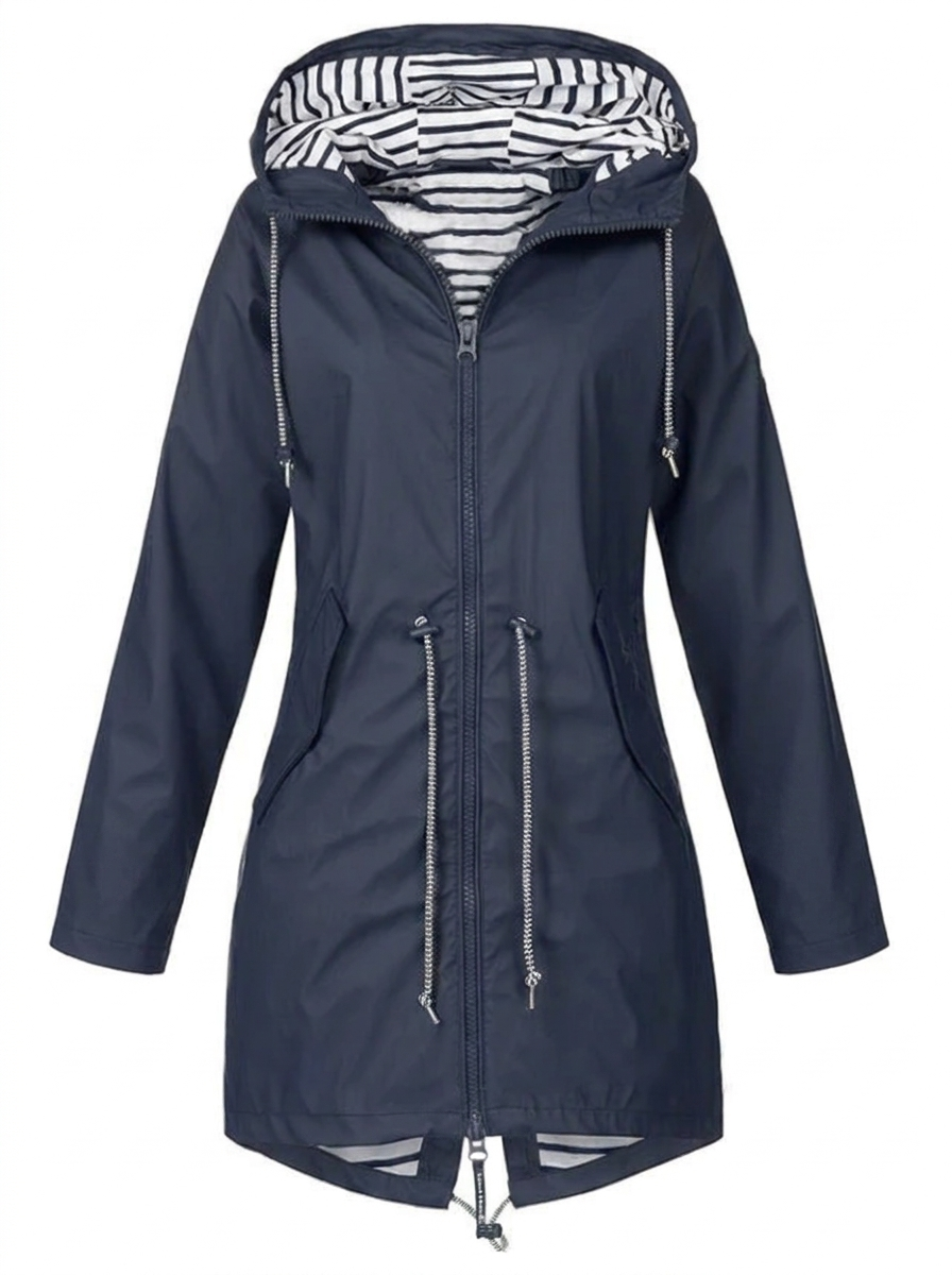 Cappotto da donna con cappuccio e vita regolabile