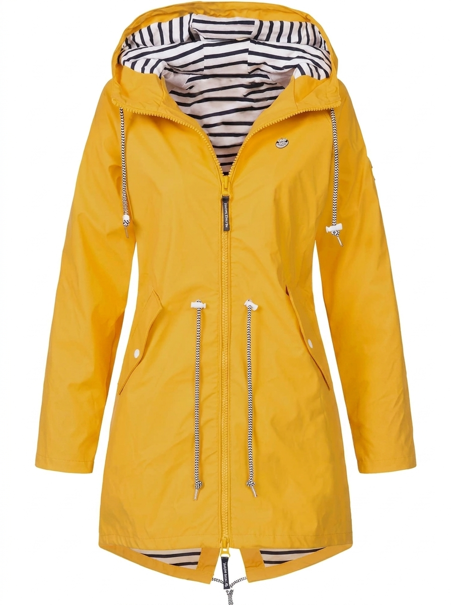 Cappotto da donna con cappuccio e vita regolabile