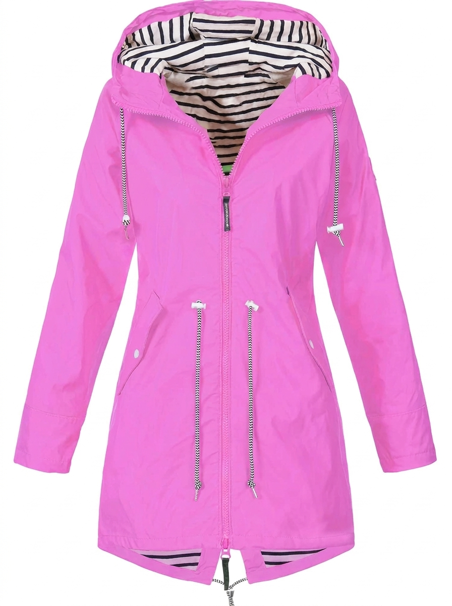 Cappotto da donna con cappuccio e vita regolabile