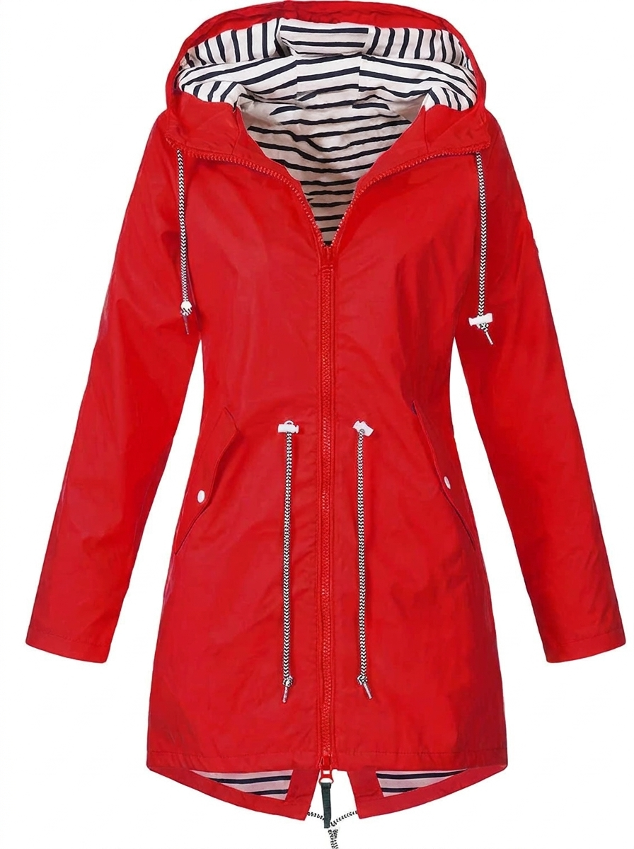 Cappotto da donna con cappuccio e vita regolabile