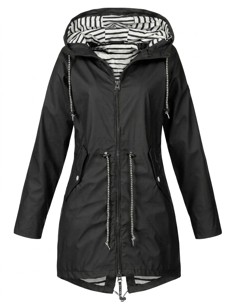 Cappotto da donna con cappuccio e vita regolabile