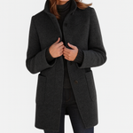Cappotto elegante da donna con collo alto e bottoni
