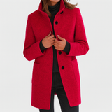 Cappotto elegante da donna con collo alto e bottoni