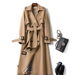 Trench classico lungo impermeabile da donna con cintura