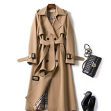 Trench classico lungo impermeabile da donna con cintura